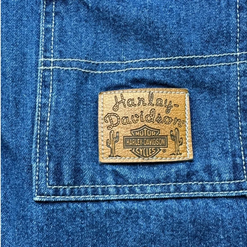Harley Davidson Kids Blue Denim Overalls Embroidered Motorcycle Size 3T